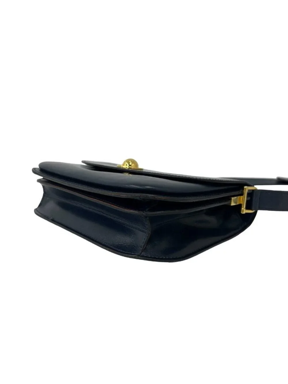 Celine Vintage Star Ball Logo Leather Mini Shoulder Bag Pochette Navy